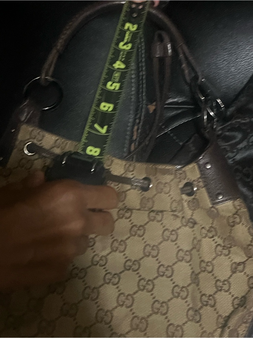 Gucci Beige Brown GG Canvas Drawstring Shoulder Bag small - Picture 15 of 16
